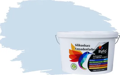 Produktbild von RyFo Colors Silikonharz Fassadenfarbe Lotuseffekt Trend Wolkenblau 10l - bunte Fassadenfarbe, weitere Blau Farbtöne und Größen erhältlich, Deckkraft Klasse 1