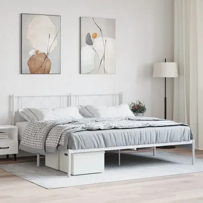 Produktbild von Möbel Bettgestell mit Kopfteil Metall Weiß 183x213 cm - Klassische Betten 372331