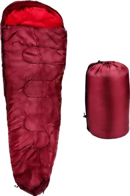 Produktbild von Camp Active Mummy Schlafsack Sommerschlafsack für 5°C bis 10°C - Ein-Personen Schlafsack Erwachsene - für Festivals, Wandern und Camping - 210 x 80 cm - Rot