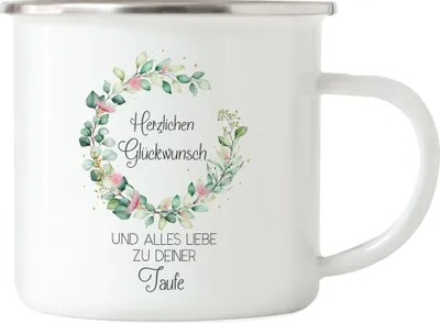 Produktbild von Alles Liebe zu deiner Taufe Emaille Tasse Taufgeschenk Kirche Christentum