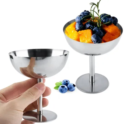 Eisbecher aus Edelstahl, 2 Stück, Ø 10 cm, mit Fuß