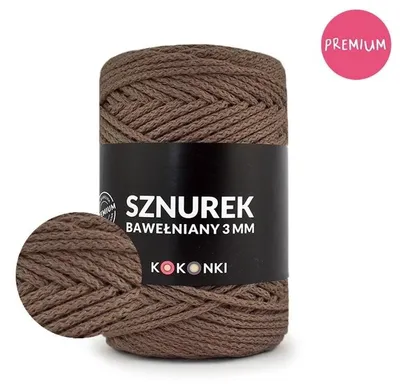 Produktbild von Premium Baumwollkordel 3 mm, 100 m Rolle, Farbe Walnuss – robust & flexibel