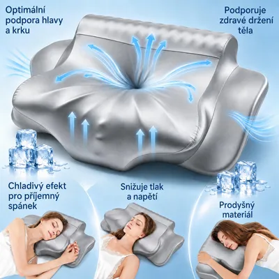 Immagine prodotto di Cuscino cervicale in memory foam, ergonomico, con rivestimento traspirante, grigio, 62 x 35 cm