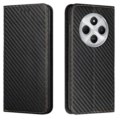 Obrázok produktu pre Puzdro pre Xiaomi Redmi Note 14 5G Carbon z umelej kože s magnetickým uzáverom a priehradkami na karty