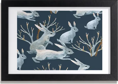 Produktbild von Bild 30x20 MDF-Rahmen, Wandkunst Kaninchen Winter