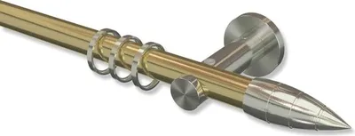 Produktbild von Interdeco Gardinenstange, Vorhangstange Messing-Optik / Edelstahl-Optik Modell Platon Samanto, 20 mm Ø 1-läufig, 440 cm (geteilt)