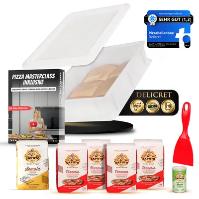 Produktbild von DELICRET - Starter-Kit Pizza | Pizzaballenbox mit Original Zutaten und Rezept direkt Neapel