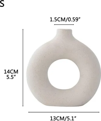 Image de Vase nordique en forme d'anneau Vases décoratifs modernes Vase à fleurs en céramique Vase rond d'art moderne Vases à fleurs séchées Vases faits à la main pour la décoration d'intérieur
