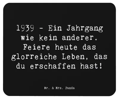 Produktbild von Mr. & Mrs. Panda Mauspad Spruch 1939 Geburtstag - Schwarz - Geschenk, Happy Birthday, Jahr der Stärke, Erinnerungen, Mousepad, computer, Glückwunsch, pc, Leben, Nostalgie