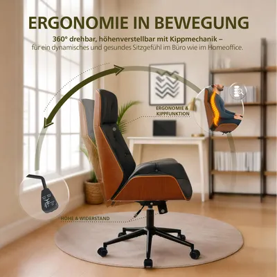 Image de Chaise de bureau Martil, finition noyer/noir