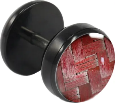 Produktbild von Fake Plug Ohrstecker schwarz Carbonfaser in verschiedenen Farben und Größen Größe - 10 mm Farbe - Pink