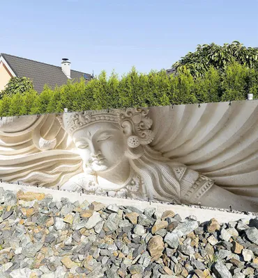 Produktbild von Zaunbanner versteinerte Buddha Figur 3D Sichtschutz Garten Zaun