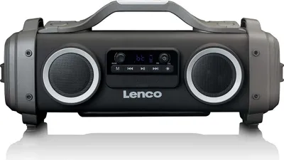 Produktbild von Lenco SPR-200BK - Spritzwasserfester Bluetooth®-Lautsprecher UKW Radio USB und micro SD mit Lichteffekten - Schwarz
