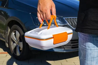 Zdjęcie produktu dla Pojemnik na żywność, podgrzewany, warmy, lunchbox, pomarańczowy