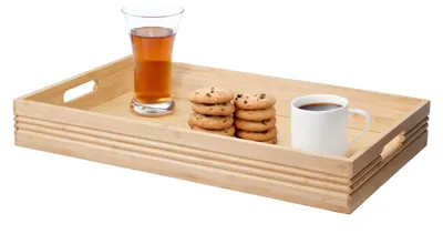 Produktbild von Excellent Houseware Tablett aus Bambusholz - 50 x 30 x 6,5 cm - natur - Hoher erhohter Rand