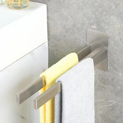 Immagine prodotto di Portasciugamani da parete in acciaio inossidabile cromato, 39 cm, autoadesivo