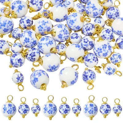 Productafbeelding van Blauwe keramische bedels voor zelfgemaakte sieraden