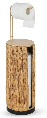 Image de Porte-rouleaux de papier toilette en rotin, autoportant, pour 4 rouleaux