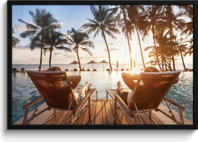 Produktbild von MuchoWow® MuchoWow® Gerahmtes Poster Strand - Meer - Palme 90x60 cm - Poster mit zchwarzem Bilderrahmen - Fotorahmen - Foto-Plakat
