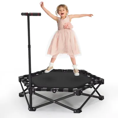 Produktbild von Trampolin - Fitness-Trampolin - Höhenverstellbarer Griff - Rutschfester Griff - Belastbar bis 150 kg - Geräuscharm - Schwarz