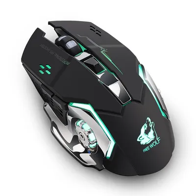 Image de X8 Wireless Gaming Mouse Rechargeable Silent LED Backlight USB Optical Gaming Mouse LOL Surfing Gamer Mouse Pour PC,(Noir)