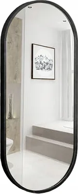 Immagine prodotto di Rebiko, specchio ovale industriale, ideale per ambienti industriali o salotti, colore nero, dimensioni 100x50 cm