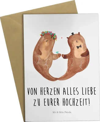 Produktbild von Mr. & Mrs. Panda Grußkarte Hochzeit Otter - Weiß - Geschenk, Hochzeitstag, Ansichtskarten, Trauung, Hochzeitskarte, Geburtstagskarte, Hochzeitsfeier, Verlobungsgeschenk