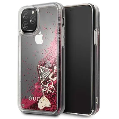 Zdjęcie produktu dla Guess GUHCN58GLHFLRA iPhone 11 Pro 5,8" raspberry hard case Glitter Hearts