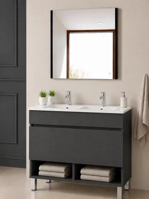 ORIGEN BATH NEBARI Badmöbel mit Füßen und Waschbecken 120x45 cm, Graphit
