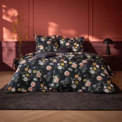 Produktbild von Estella Mako Jersey Bettwäsche 135x200 Fiona gelb schwarz Flowerpower 6397-710