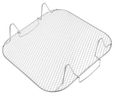 Produktbild von Luftfritteusen-Zubehör - Grillrost mit Dampfregal aus Edelstahl - Für Heißluftfritteuse und Backofen - Silberfarbenes Set
