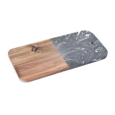 Zdjęcie produktu dla Deska do serwowania, marmur i drewno, 38 x 18 cm