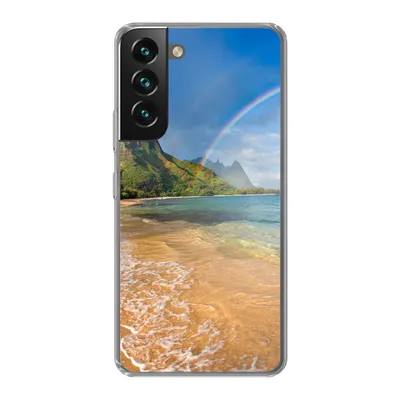 Produktbild von MuchoWow® Handyhülle Schutzhülle Hülle für Samsung Galaxy S22 Ein schöner Regenbogen am Tunnels Beach in Hawaii Silikon Softcase Handy Hülle - Mobiltelefonhülle