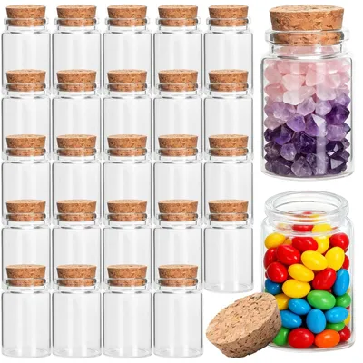 Obrázek produktu pro Solidchoice - 24 mini skleněných lahviček o objemu 40 ml s korkovými zátkami - vhodné pro DIY projekty