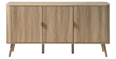 Produktbild von CALICOSY - Sideboard mit 3 Türen in Eichenoptik und Lamellenfronten B150 cm - MAHO