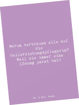 Produktbild von Mr. & Mrs. Panda Postkarte Spruch Heilerziehungspflegerin Lösungsexpertin - Lavendeltraum - Geschenk, Unterstützung, Grußkarte, Beruf, soziale Teilhabe, Ansichtskarten