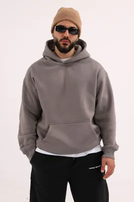 Produktbild von einfarbiger Basic Oversized Hoodie | Premium Herren & Damen Kapuzenpullover Uni XL Grau