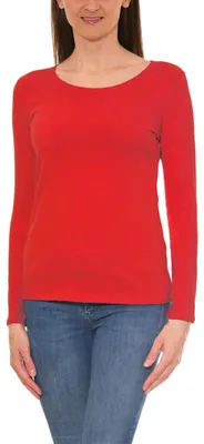 Produktbild von Alkato Damen Langarm Shirt mit O-Ausschnitt, Farbe: Rot, Größe: L