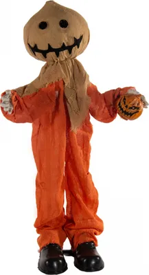 Produktbild von Sammy mit Jutemaske als Halloween Standfigur mit Bewegung, Licht & Ton 80 cm