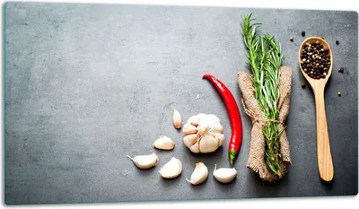 Image de Planche à découper en verre Plaque de recouvrement pour cuisinière Vitrocéramiquefeld Universal 52x30 cm, Épices