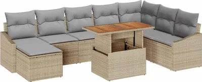 Imagen del producto de Conjunto de sofás de jardín 9 uds. Beige y gris