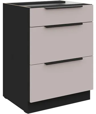 Productafbeelding van Onderkast met laden, 60 cm, model SILVIA 08, kleur zwart/kasjmier