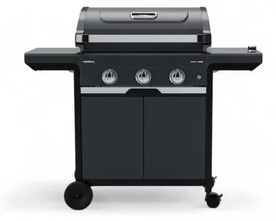 Immagine prodotto di Barbecue a gas 3 fuochi con fornello laterale acciaio inox griglia reversibile ghisa e accensione elettronica Select 3 EXS Campingaz