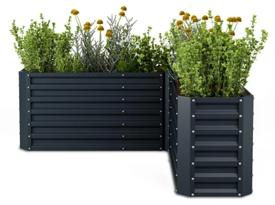 Obrázek produktu pro Blumfeldt High Grow vyvýšený záhon, tvar L, odolný vůči povětrnostním vlivům, odolný vůči korozi, robustní, 742 L