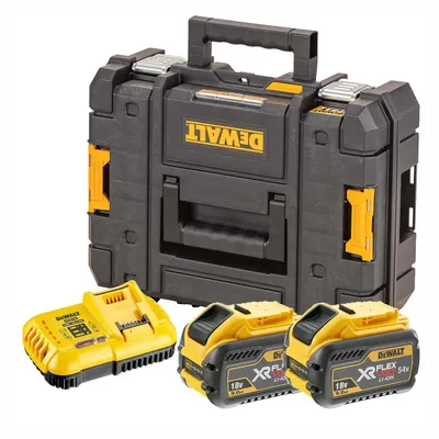 Produktbild von DeWalt Flexvolt DCB118X2T-QW Starter-Set 2x 9,0 Ah Akku (DCB547) 18/54V, 162 Wh, Schnellladegerät (DCB118), T STAK-Box II