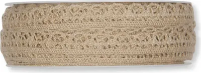 Produktbild von Schleifenband (1m = 0,90EUR) Dekoband, Häkelspitze braun, 10mm, 10m Rolle