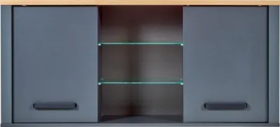 Produktbild von Hängeschrank ROTTERDAM mit 2 Türen, 2 Glasregalböden, Anthrazit/Artisan Eiche