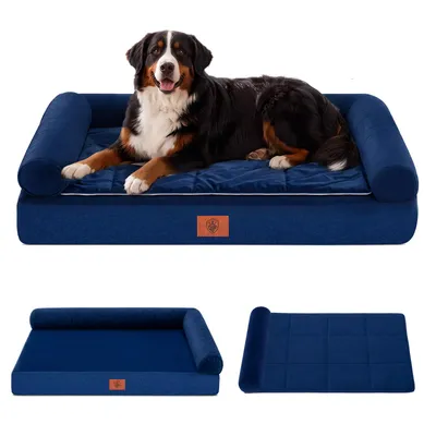 Imagen del producto de Cama para perros GTPLAYER – 110x79x16 cm, con espuma tipo cáscara de huevo que alivia la presión, impermeable y lavable, con una base de refrigeración/calefacción 2 en 1