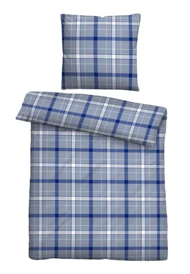 Produktbild von Traumhaft schlafen - Castell - Markenbettwäsche Feinbiber Bettwäsche 0300912 KARO color: taubenblau, size: 1x 135x200 cm + 1x 80x80 cm
