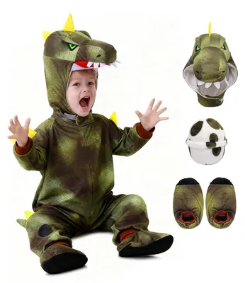 Productafbeelding van Dino-kostuum voor Kinderen - Carnavalskostuum - Dinosaurus Kostuum - Onesie - Drakenkostuum - Voor Carnaval/Halloween